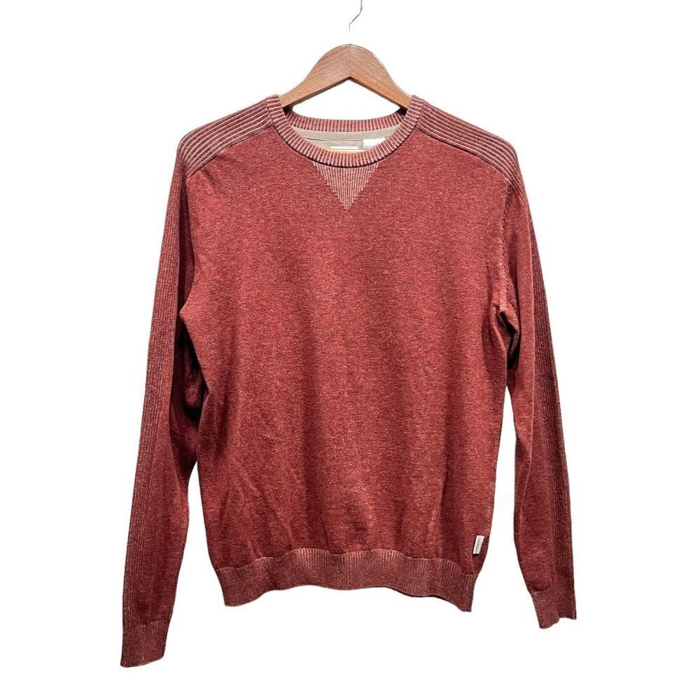 Manguun Mens Copper Brown Crew Neck Slim fit Pullover Sweater Size Medium